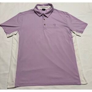Short Par 4 Mens Polo Purple White Size Large Performance Stretch Golf